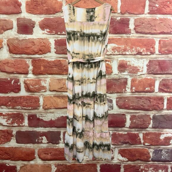 Ava & Viv Dress Womens 2X Multicolor Boho Abstract Striped Belted Casual Popover - Picture 2 of 8